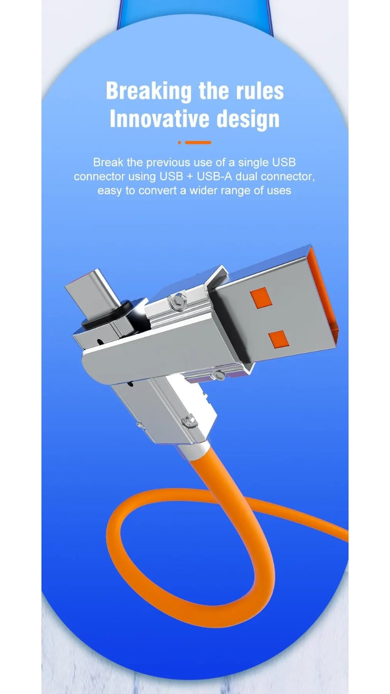 120W Fast Charging Cable 3 in 2 Type C Micro USB Cable Foldable ...