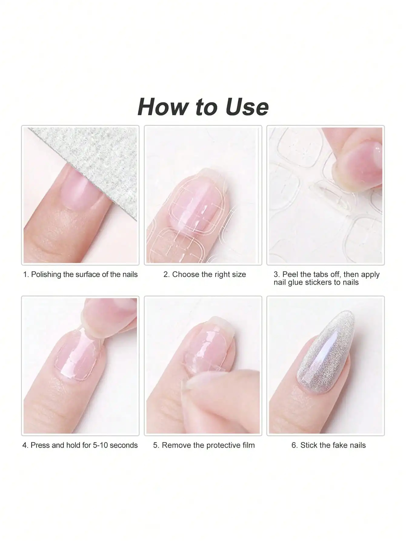 720 Pcs 30 Sheets Double Side Glue Nail Sticker, Nail Glue Stickers ...