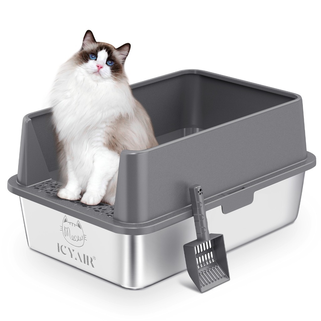 Fast Shipping【BEST PRICE】NEW Litter Box Oversized Stainless Steel Open