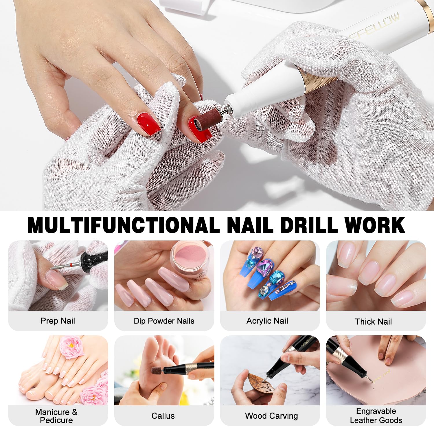40000 RPM Electric Nail Drill Gel Polisher Rechargeable Nail Remover ...