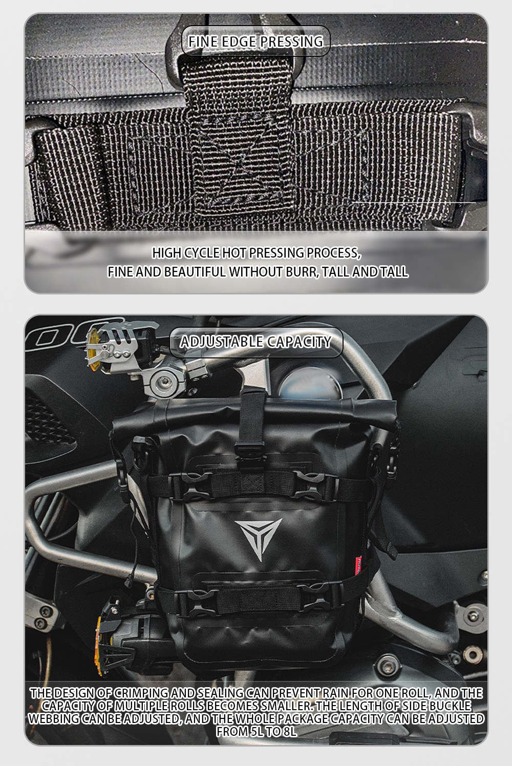 Daniel Smart Motorcycle Leather Crash Bar Bag Left And Right Side Saddlebag Guard Bag With Water Bottle Holder Snap Closure