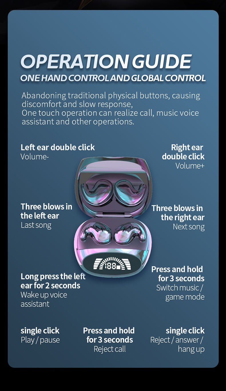 Wireless Sleep Invisible Earphone Bluetooth 5.3 TWS Stereo Noise ...