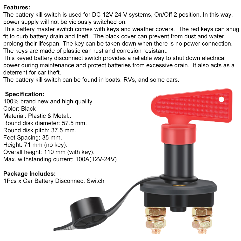Car Battery Disconnect Switch Car Accessories Power Isolator Cut Off ...