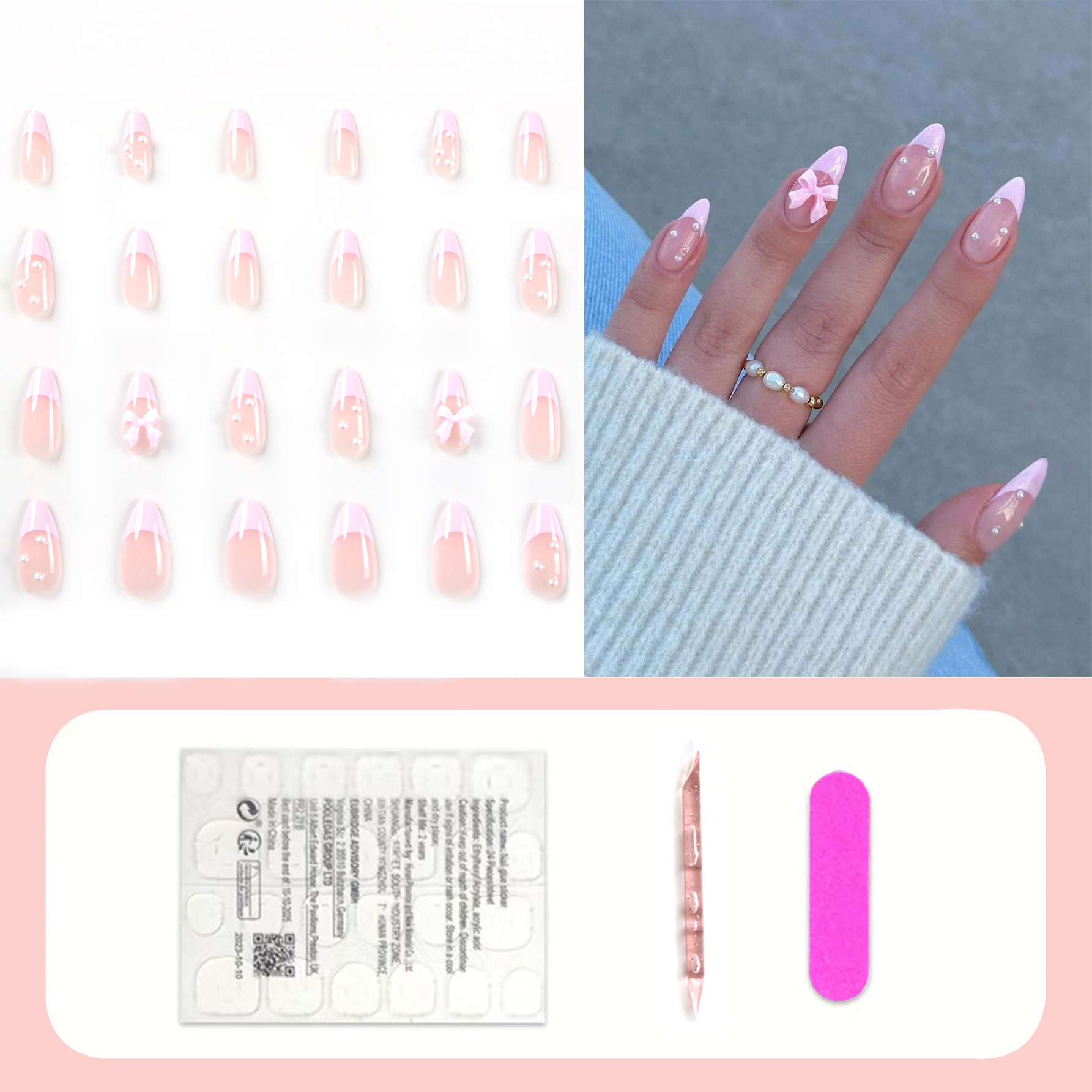 24Pcs Box Nail Art Pieces Various Styles for Women