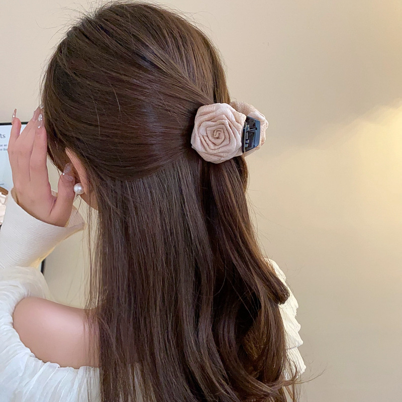 Dried Rose Grab clip Maillard simple updo Shark clip Fashion half hair ...