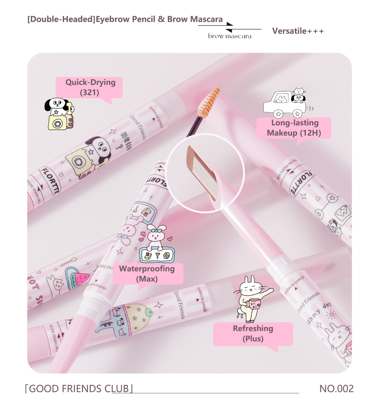 FLORTTE Good Friends Club Eyebrow Pencil ＆ Brow Mascara | Shopee Malaysia