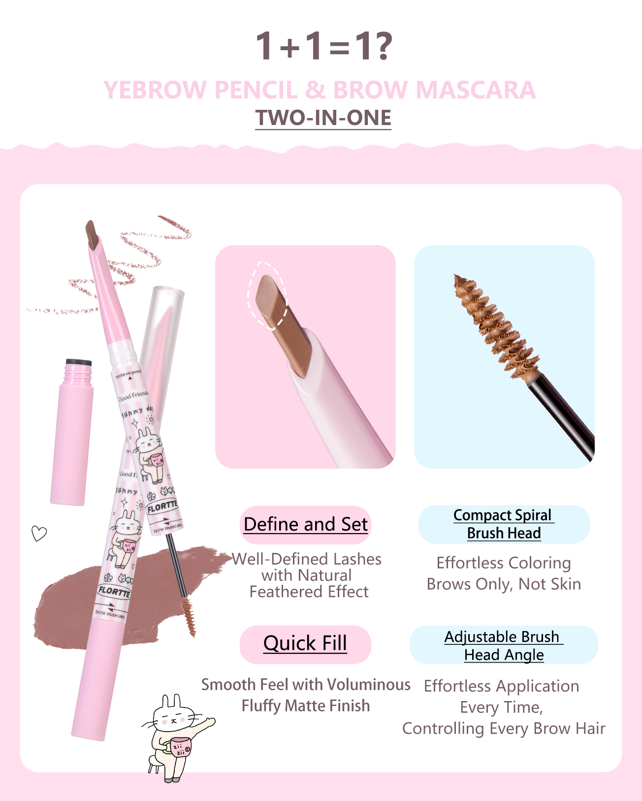 FLORTTE Good Friends Club Eyebrow Pencil ＆ Brow Mascara | Shopee Malaysia