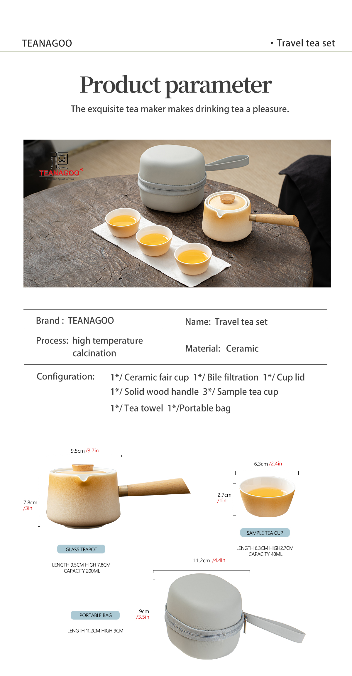 TEANAGOO Outdoor portable travel tea set with side 360 degree rotation ...