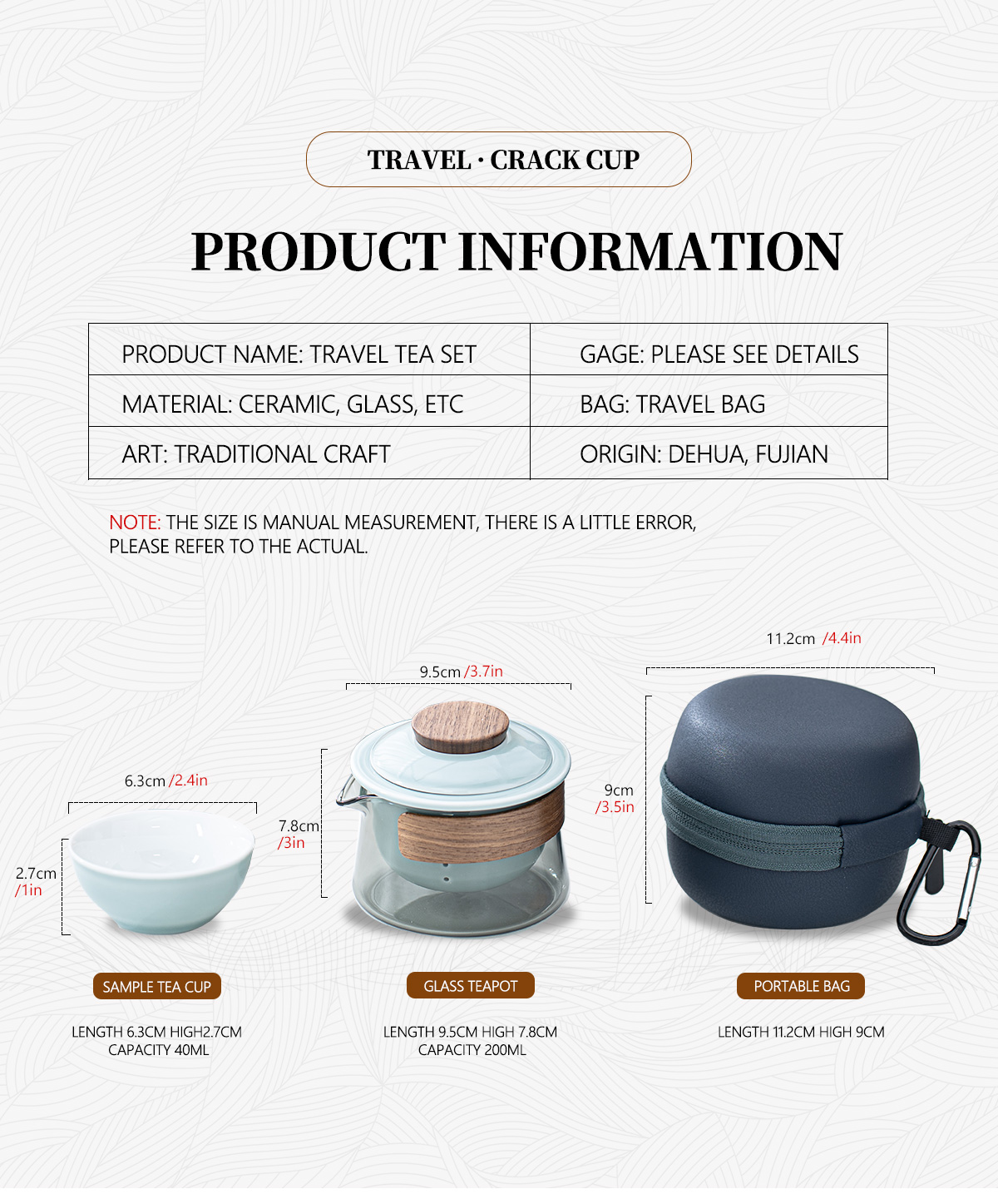 TEANAGOO Ceramic Crack Cup Portable Tea Set Outdoor Travel Kung Fu Tea ...