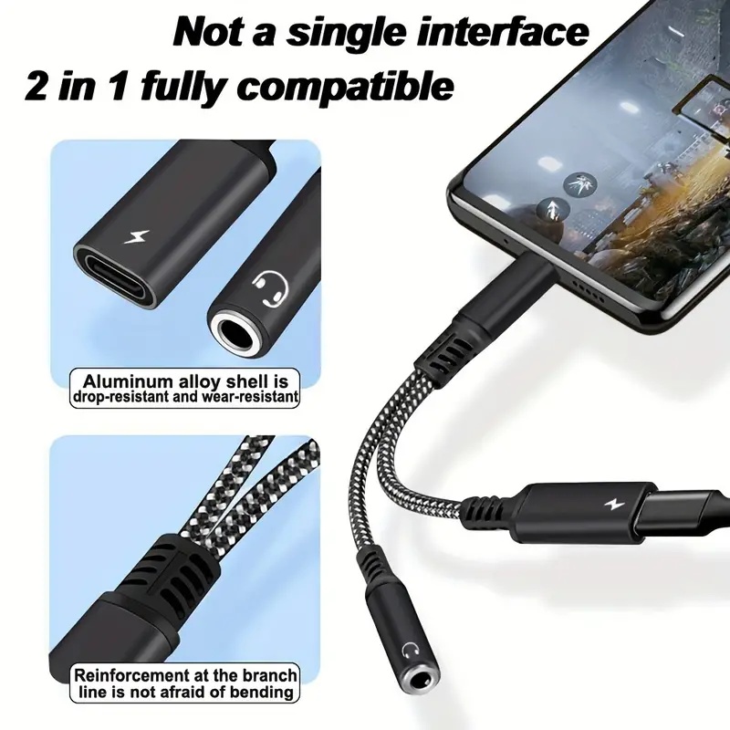 Cavo Audio AUX 2-in-1: USB-C E Lightning A 3,5 Mm Con Ricarica PD 18W, Lunghezza 2 Metri, Per Auto E Cuffie, Compatibile IPhone 15, Samsung S24