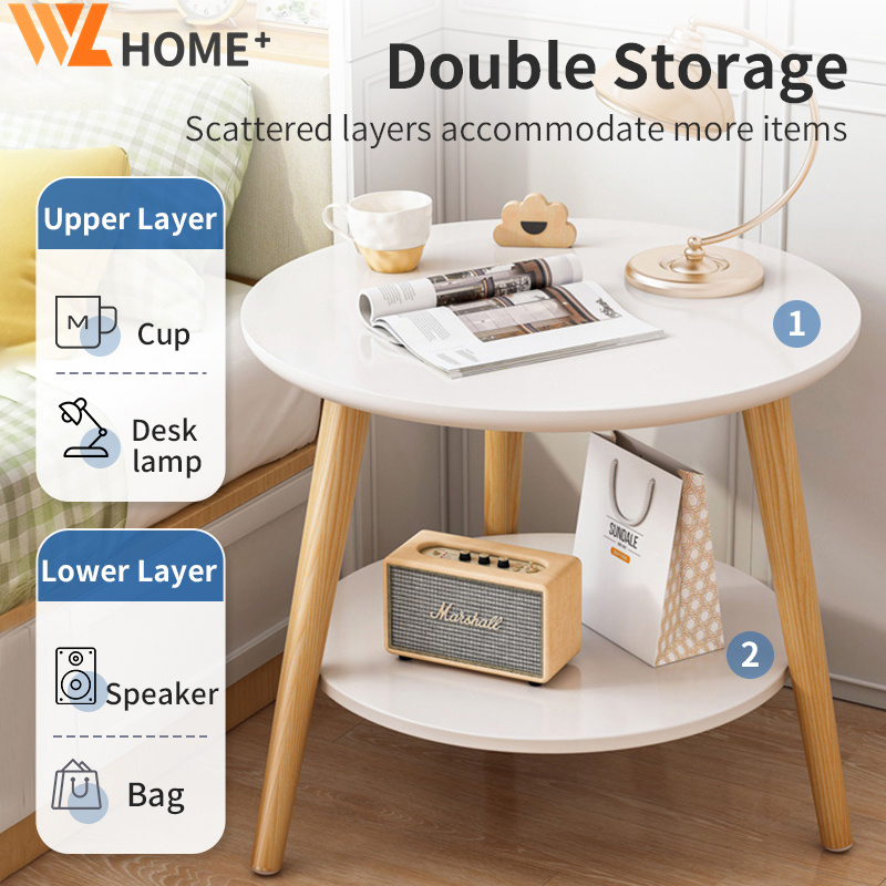 Round Table Bedside Table Multilayer Side Table For Bedroom Modern ...