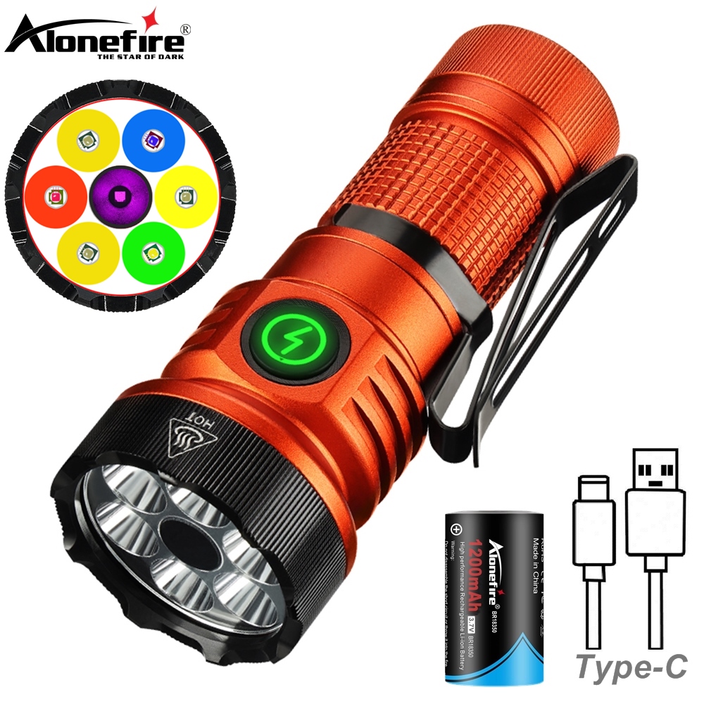Alonefire X78 7xLED High Bright White/Red/Green/Blue/365nm UV Light ...
