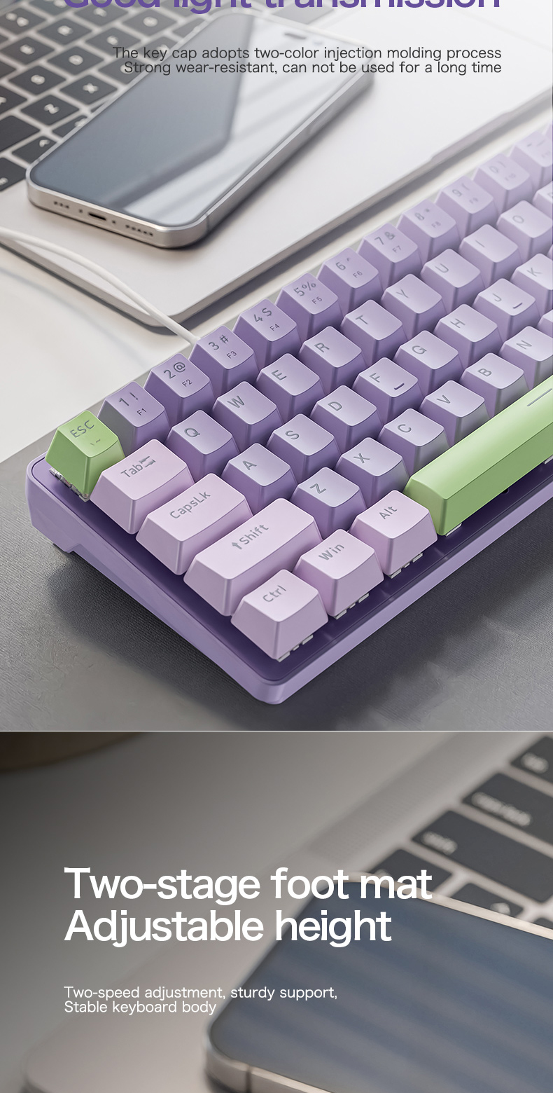 ZIYOULANG K65 Wired Mechancial Gaming Keyboard Hot Swappable RGB ...