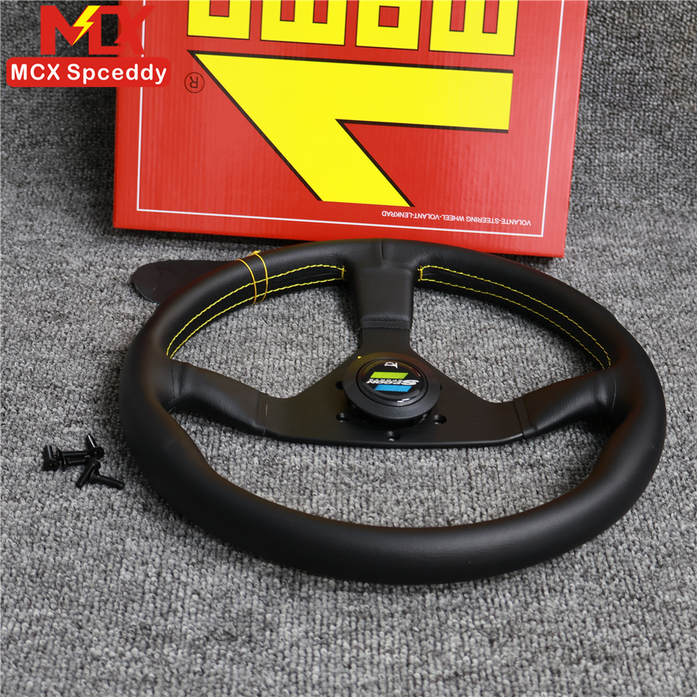 Spoon v1 Steering Wheel 14inch 350mm Sport Black Genuine Leather Drift ...