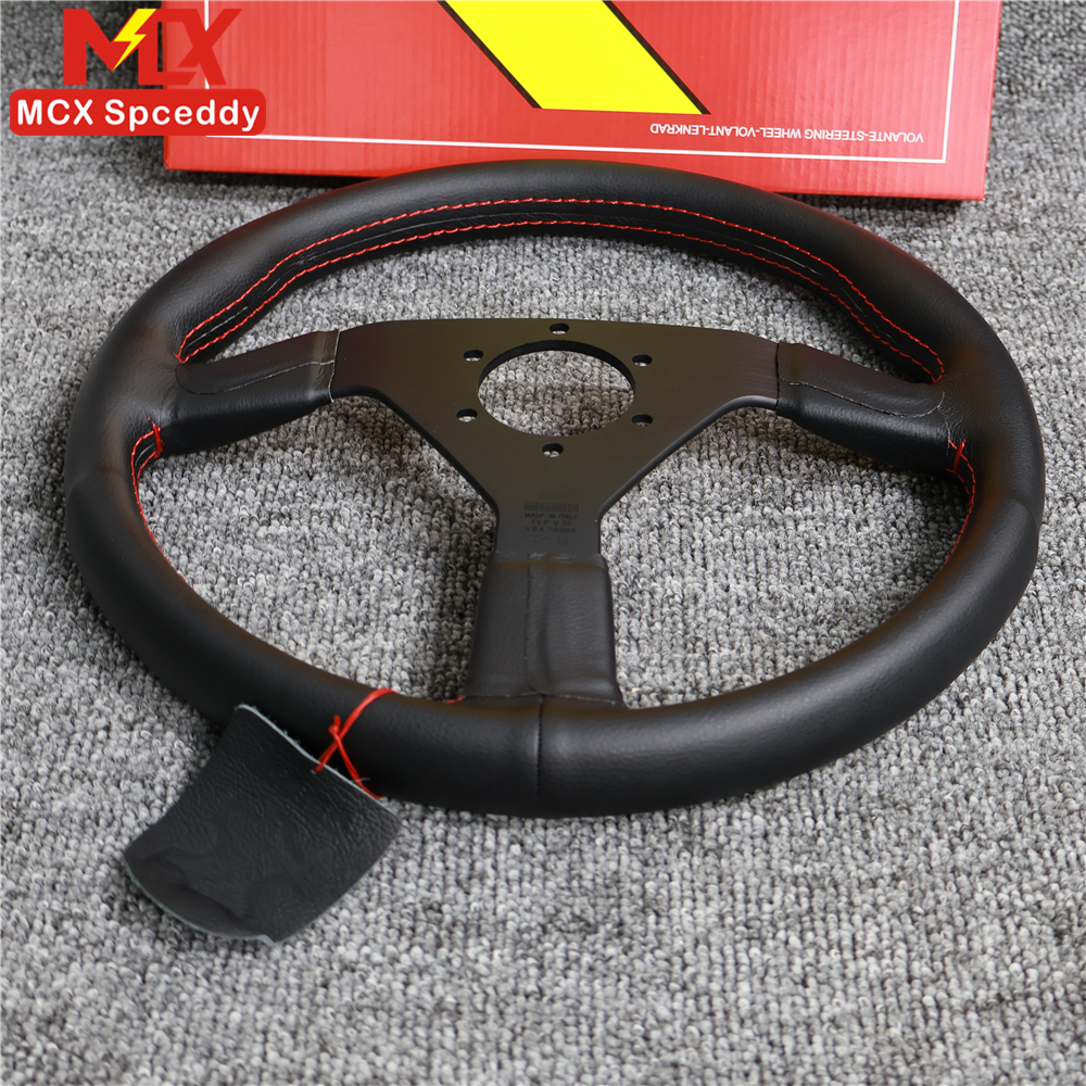 Spoon v1 Steering Wheel 14inch 350mm Sport Black Genuine Leather Drift ...