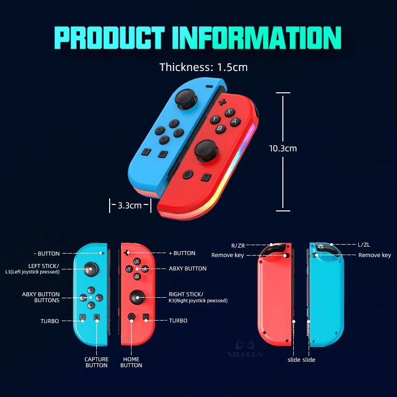 VILCORN JOY-2 Joypad for Nintendo Switch/Lite/Oled Joy Con for Zelda ...