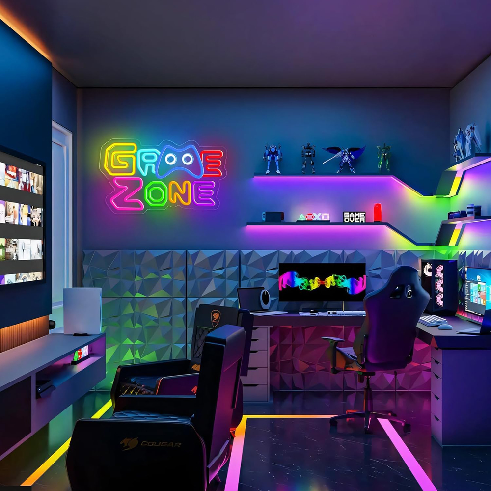 Gamer Neon Sign Gamepad Shaped Led Neon Gaming Signs for Boys Room ...