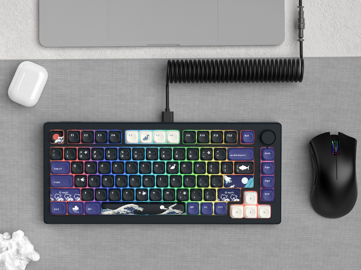 WOMIER 134 Keys MOA Profile Black Coral Sea PBT Keycaps Custom Dye Sub ...