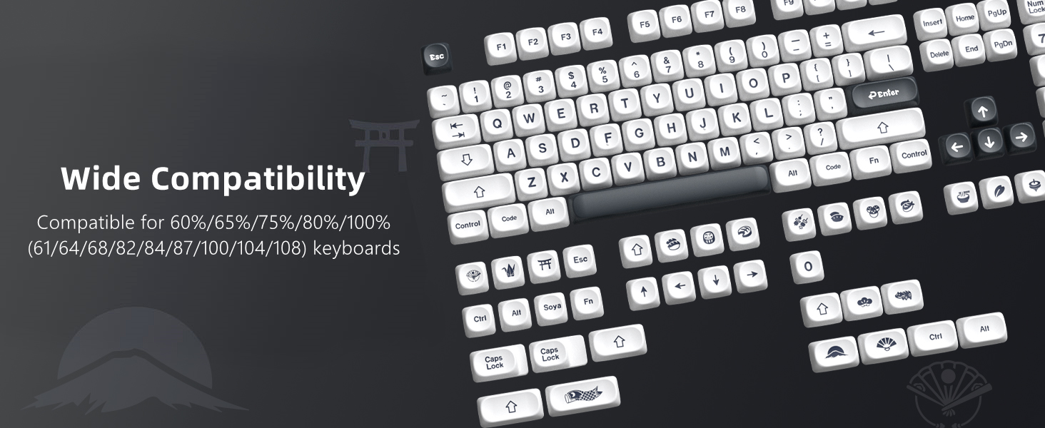 WOMIER 142 Keys MOA Profile Dye-Sub PBT Keycap Set Customized Gaming ...