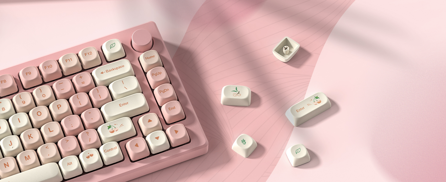 143 Keys MOA Profile Cherry Pink Keycaps Fresh Cute Dye Sub PBT Key Cap ...