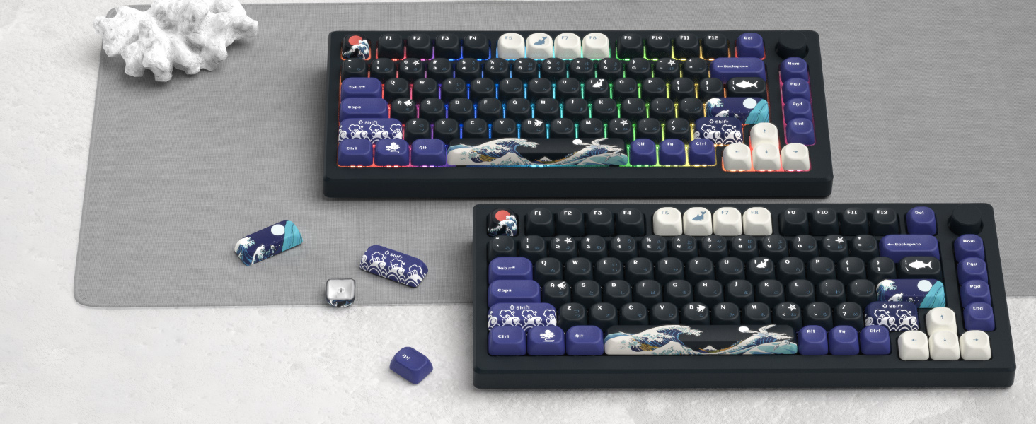 WOMIER Black Coral Sea Keycaps, 130+ Keys MOA Custom Key Caps for ...