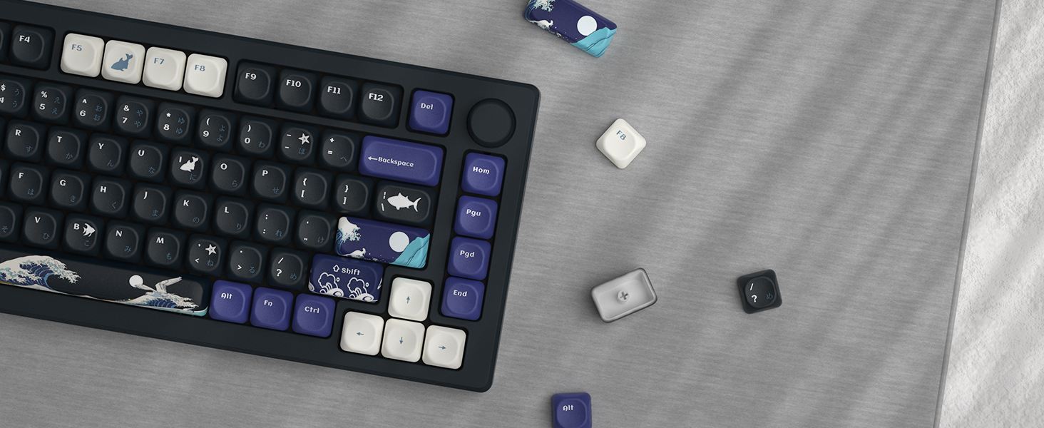 WOMIER Black Coral Sea Keycaps, 130+ Keys MOA Custom Key Caps for ...