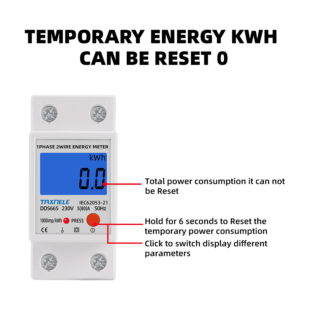 DDS662 DDS668 Din Rail LCD Backlight Single Phase Energy Meter kWh ...