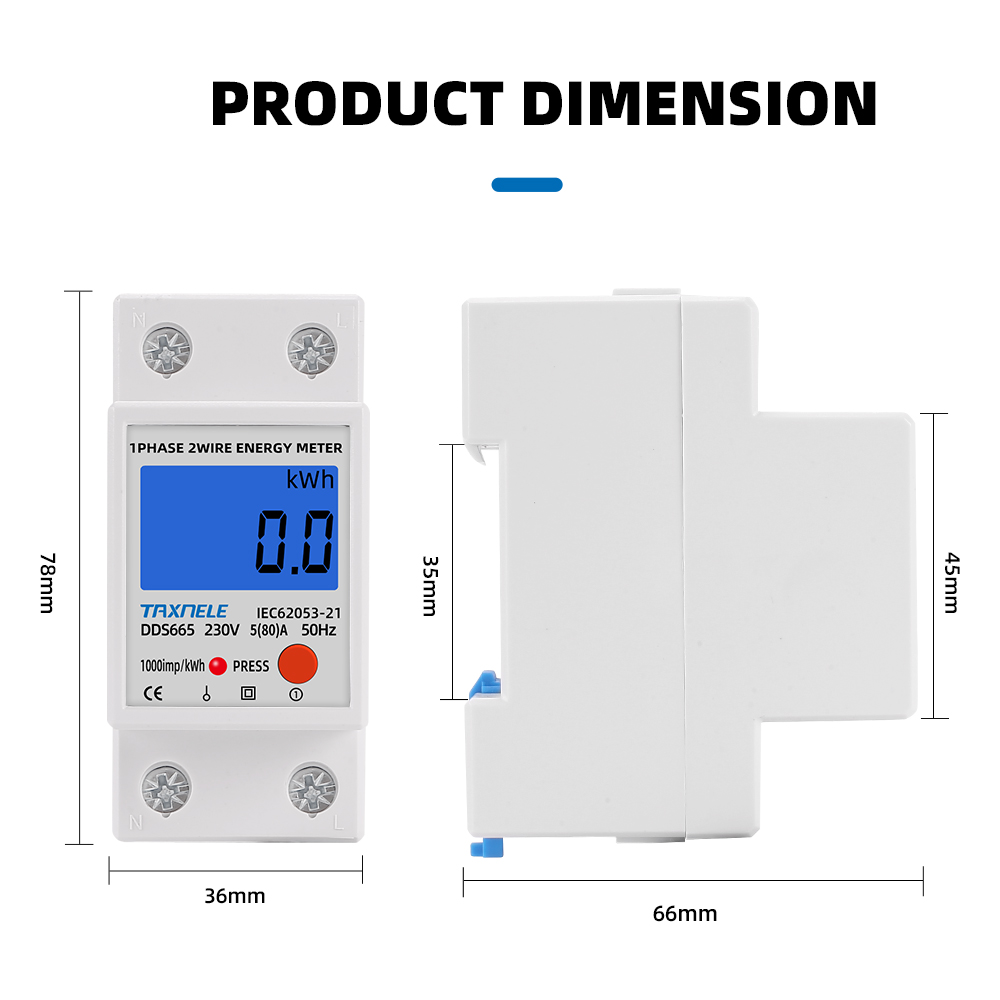 DDS662 DDS668 Din Rail LCD Backlight Single Phase Energy Meter kWh ...