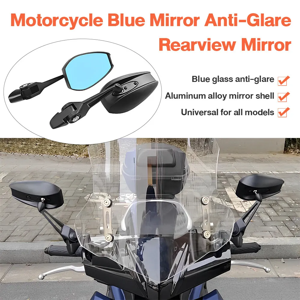 Universal Motorcycle Side Mirrors Anti Glare Rear View Mirror with 8mm ...