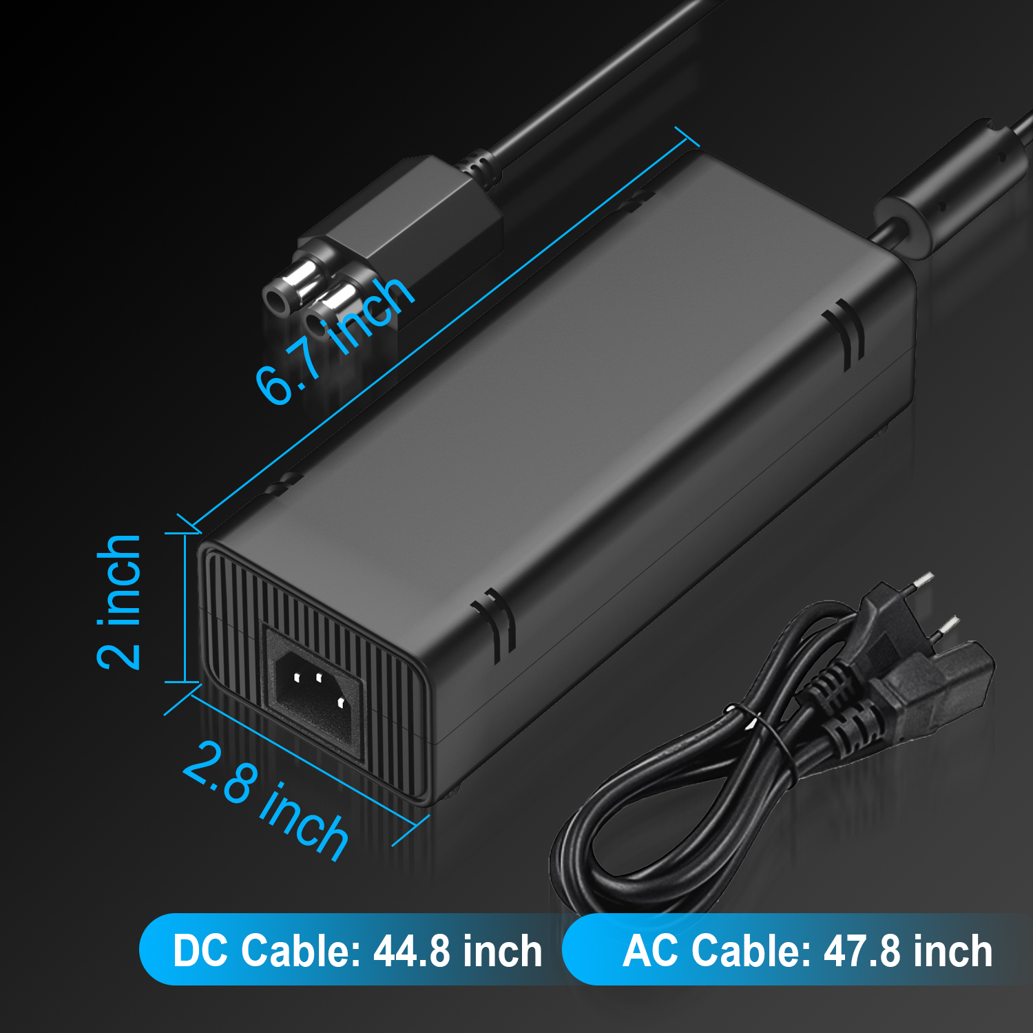 New AC Adapter for Xbox 360 Slim, Replacement Power Supply with Cord ...