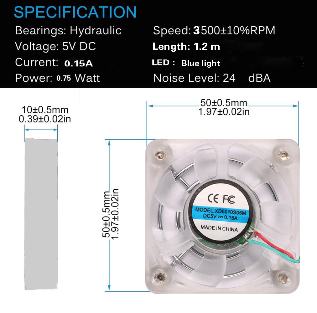 50mm DC5V USB Connector Quiet Cooling Fan for DIY Cooling Router Game ...