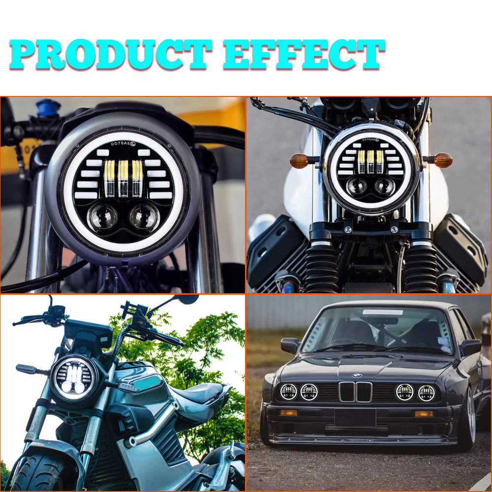5.75 Inch LED Motorcycle Headlight – Hi/Lo Beam + DRL + Halo Ring – Fits Harley (and Many)