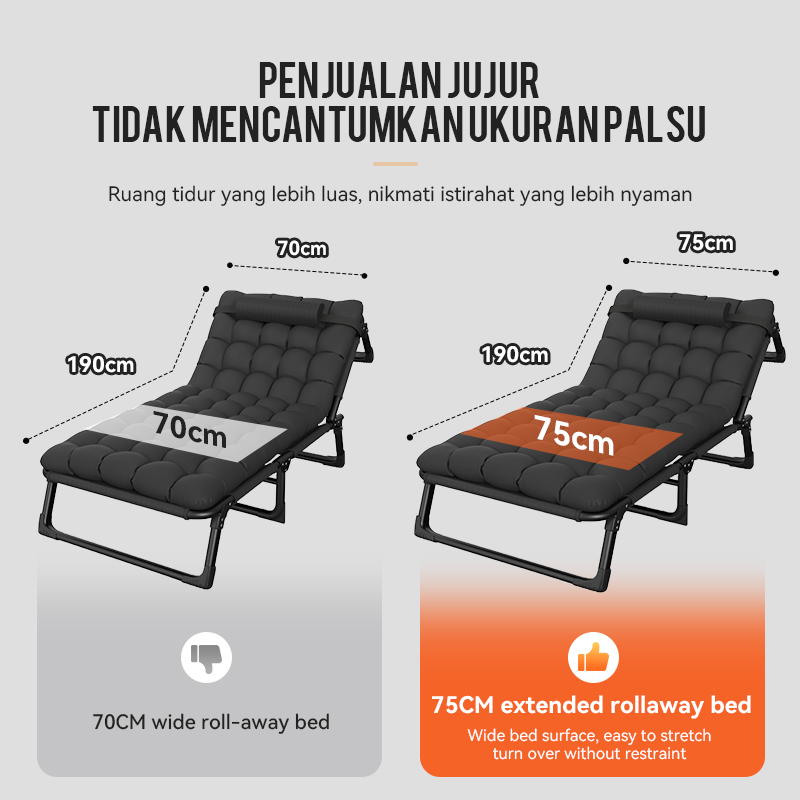 MOK Kupon Besar！Folding Bed 190*75*30CM Height Adjustable Foldable ...