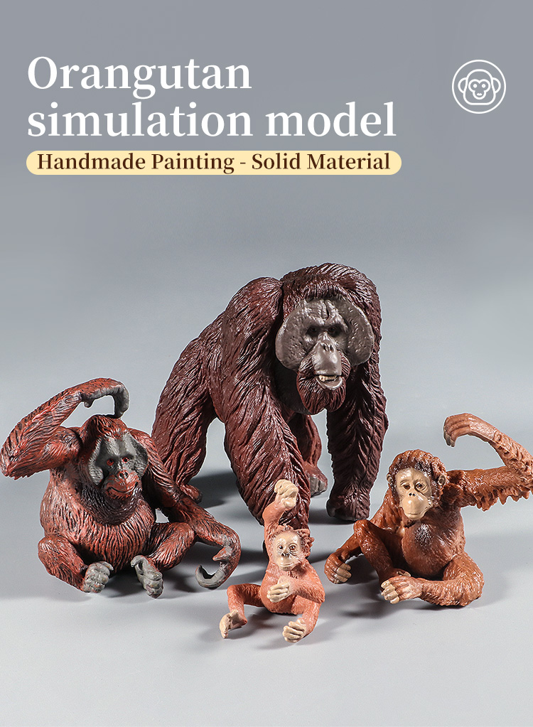 Wild Forest Solid Simulation Orangutan Set Action Figures Animal Model ...