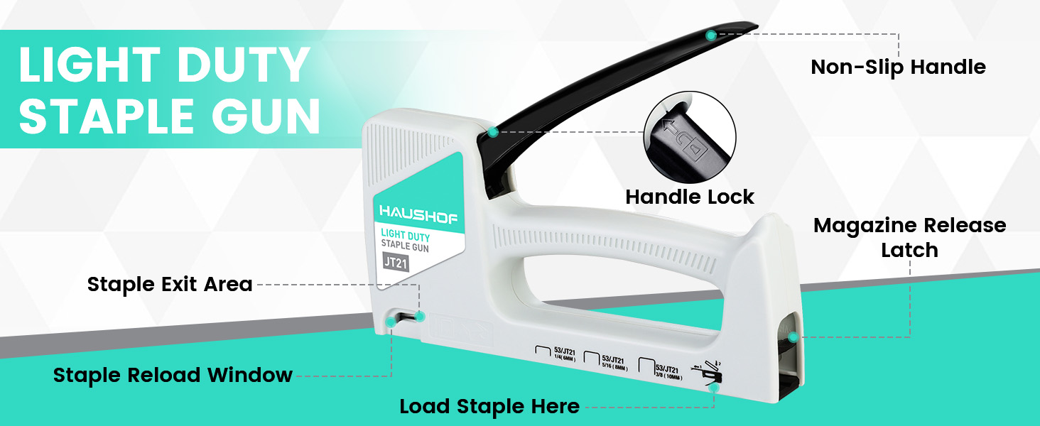 HAUSHOF Light Duty Staple Nail Gun Upholstery Staple Gun with 800PCS ...