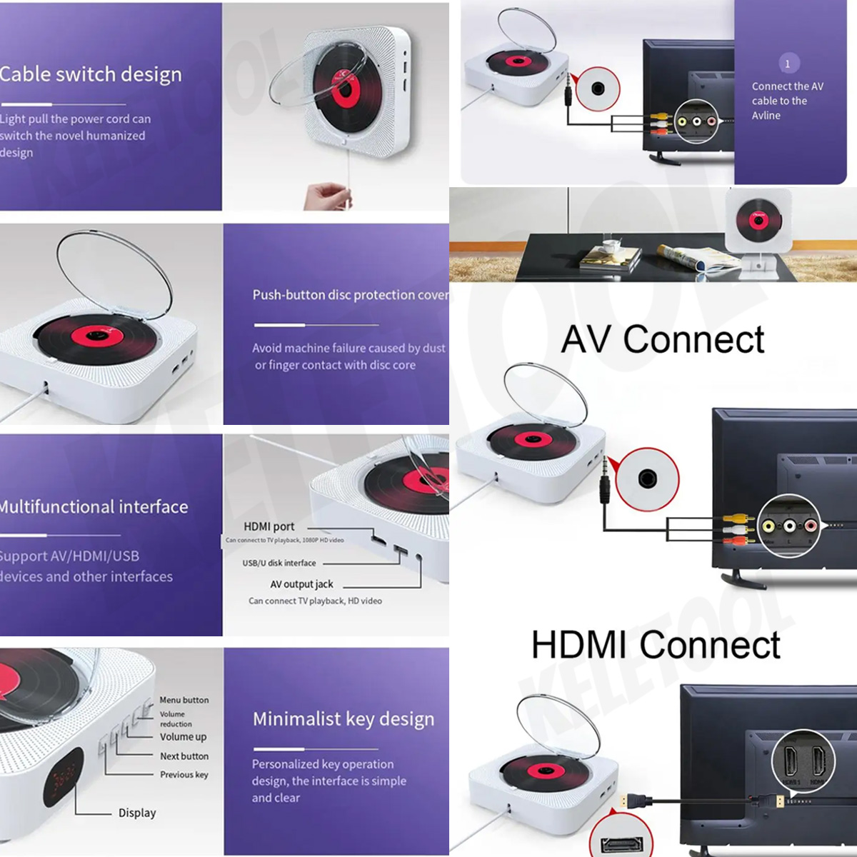 dvd player cd player Wall Mounted CD Player With Bluetooth Remote ...