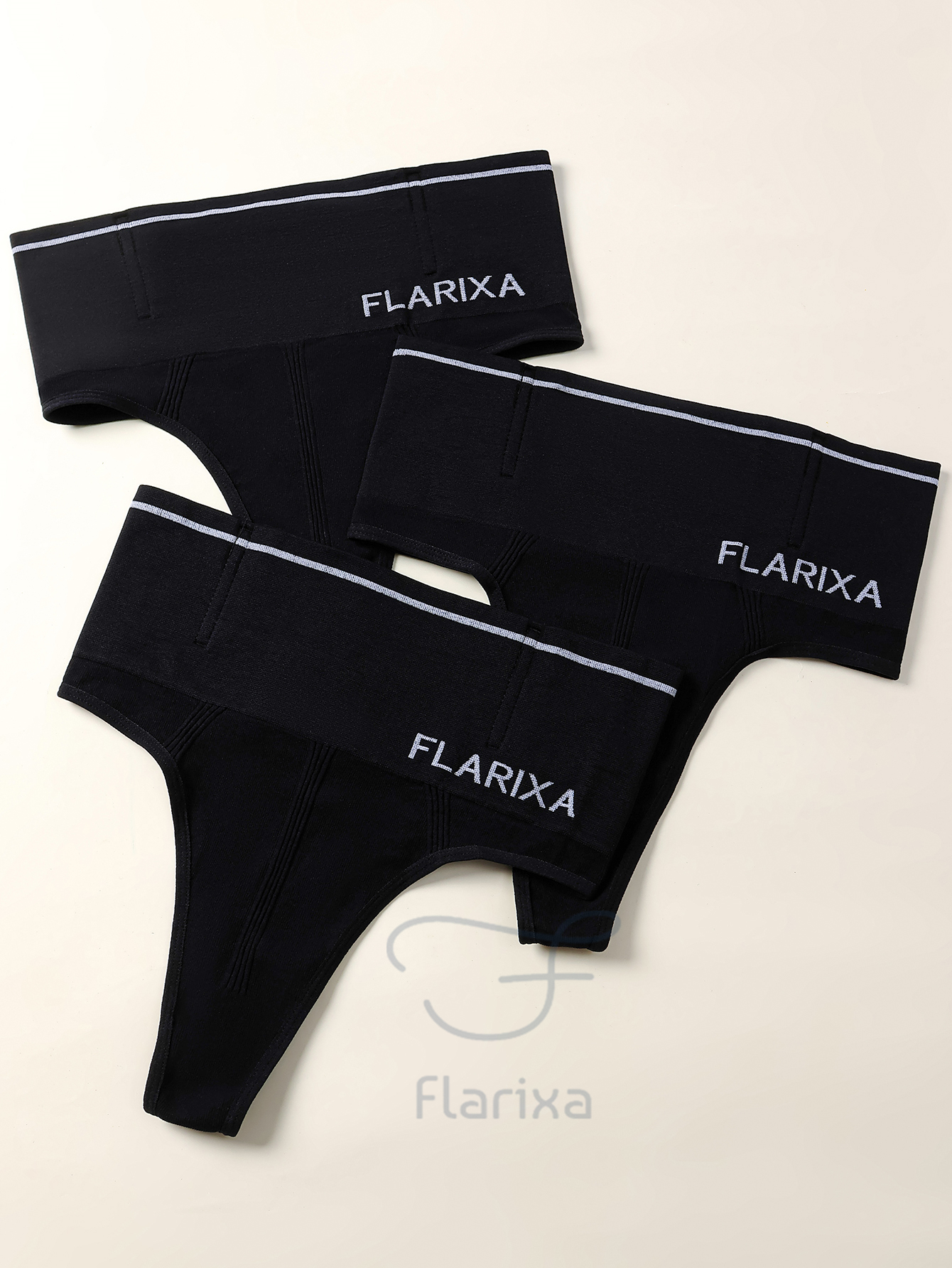 FLARIXA 3pcs Thong Panty for Women High Waist Thongs Bikini Tummy