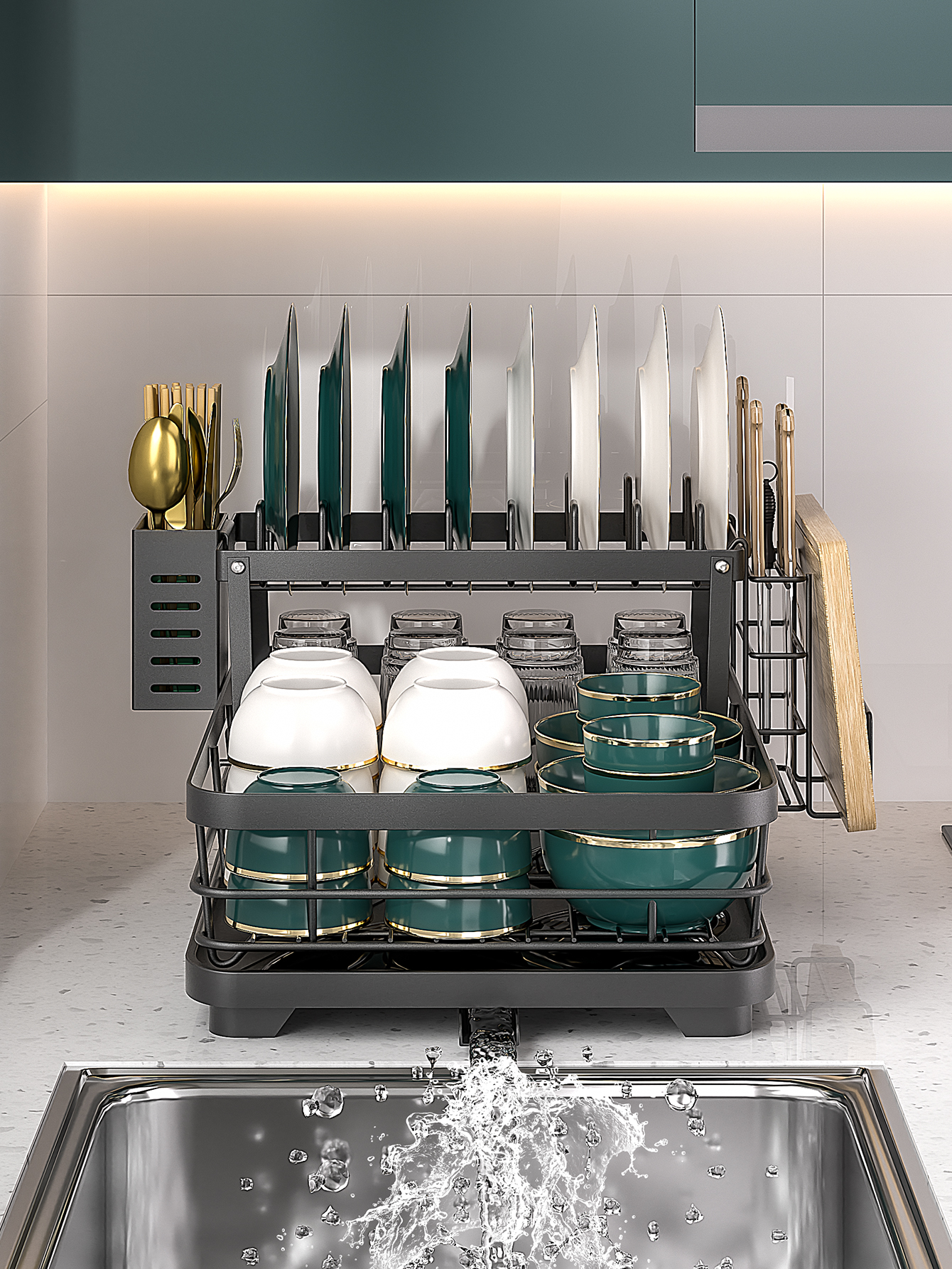 1/2 Layer Of Kitchen Utensils Storage Rack Drainage Bowl Rack Fast ...