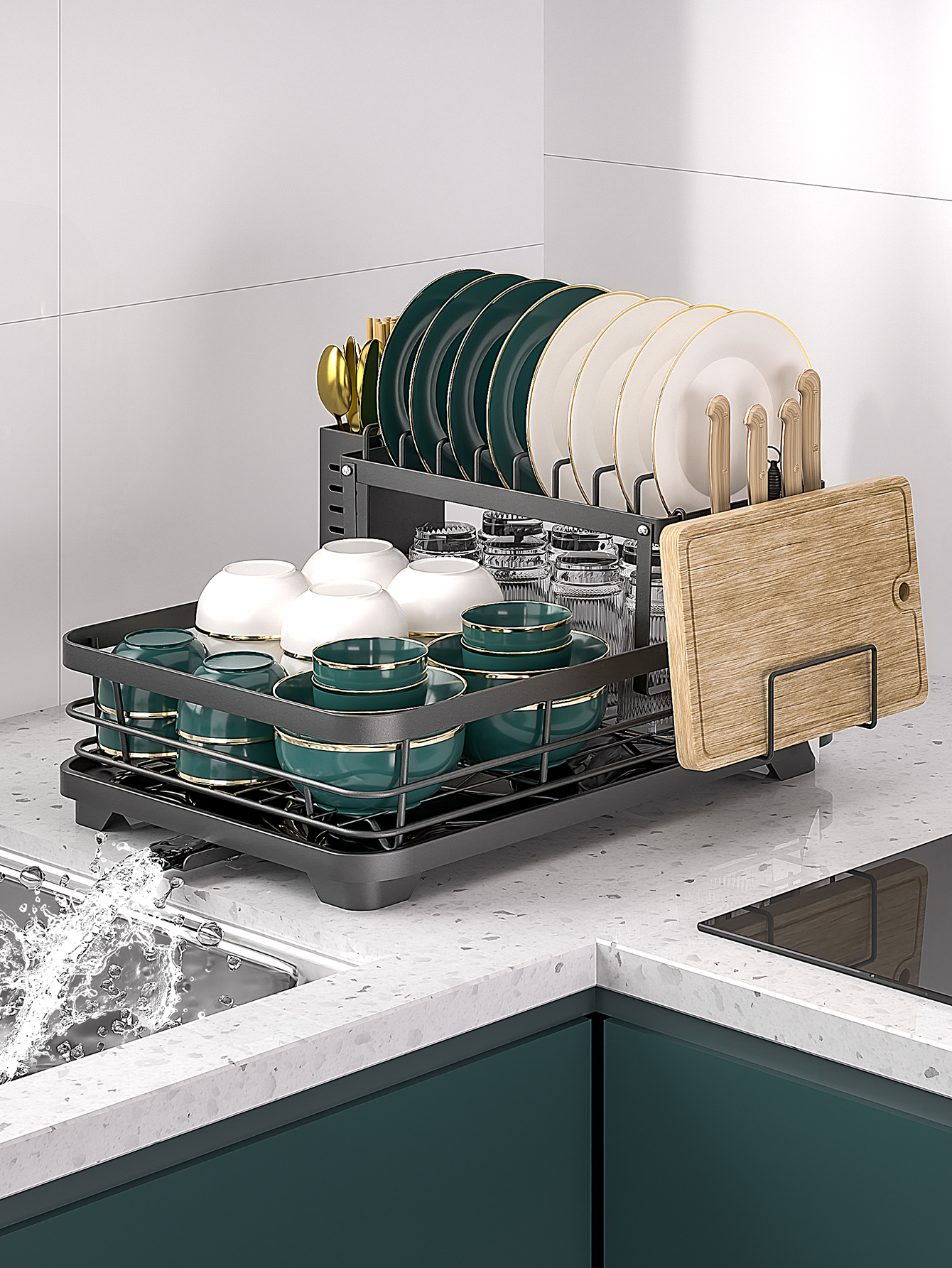 1/2 Layer Of Kitchen Utensils Storage Rack Drainage Bowl Rack Fast ...