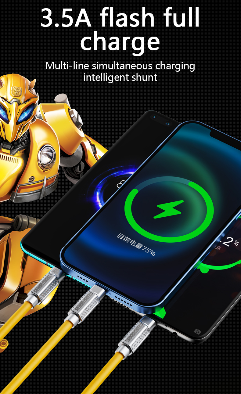 Transformers TF-A03 Fast Charging Data Cable Universal 3 in 1 Multiple ...