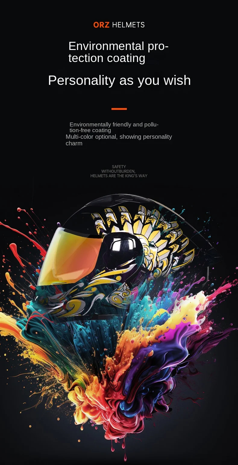 New ORZ motorcycle faceless helmet with dual lenses, full helmet, male ...