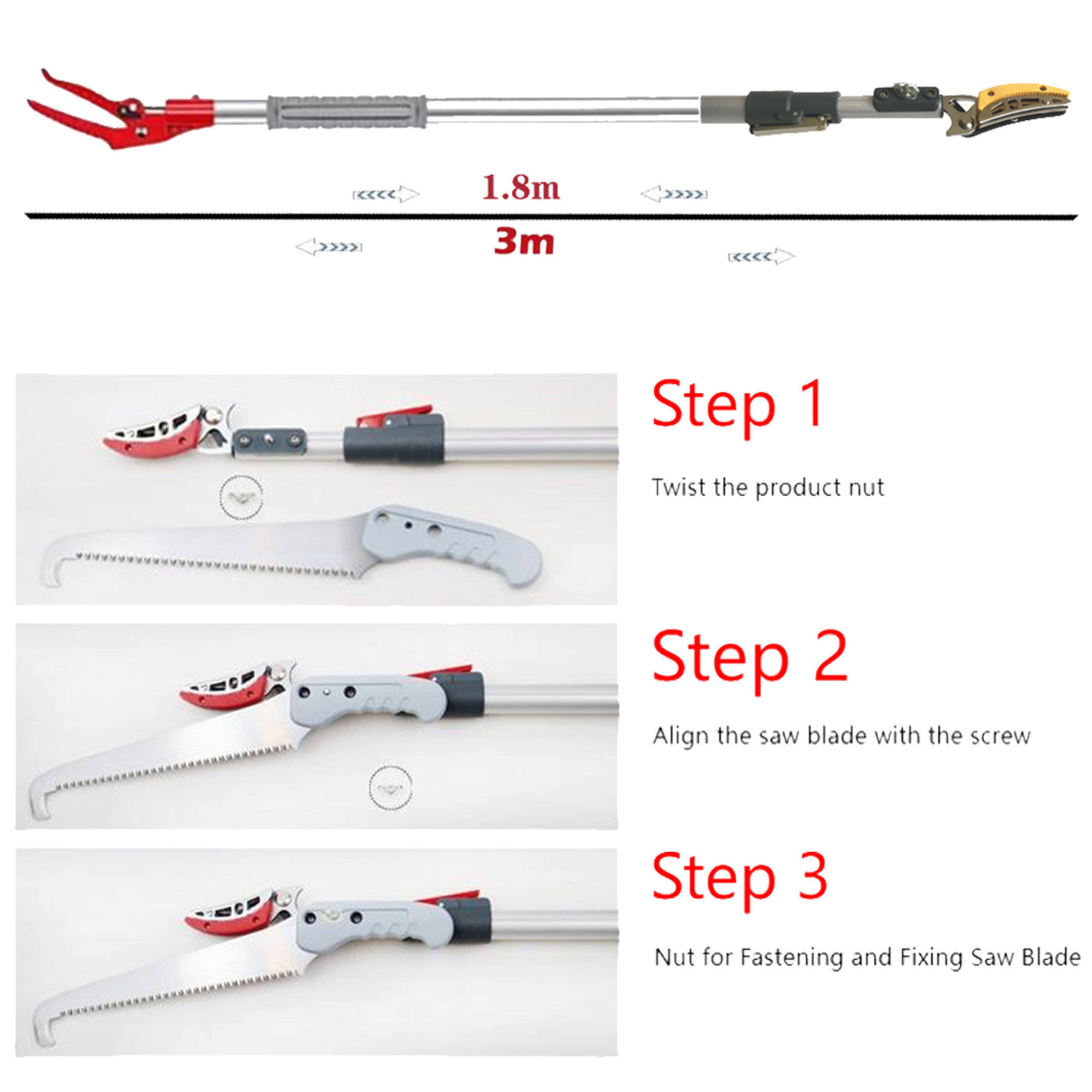 Fruit Picker Tool 6 Feet Cut and Hold Tree Pruner, 1.8-3 Meters ...