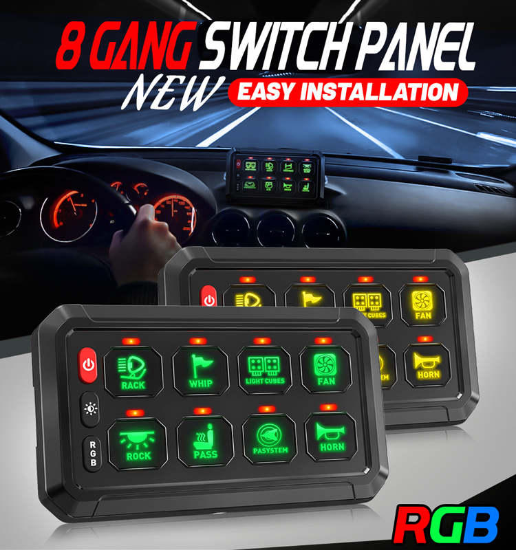JIUGUANG Wireless RGB 8 Gang Switch Panel Led Light On Off Touch Switch ...