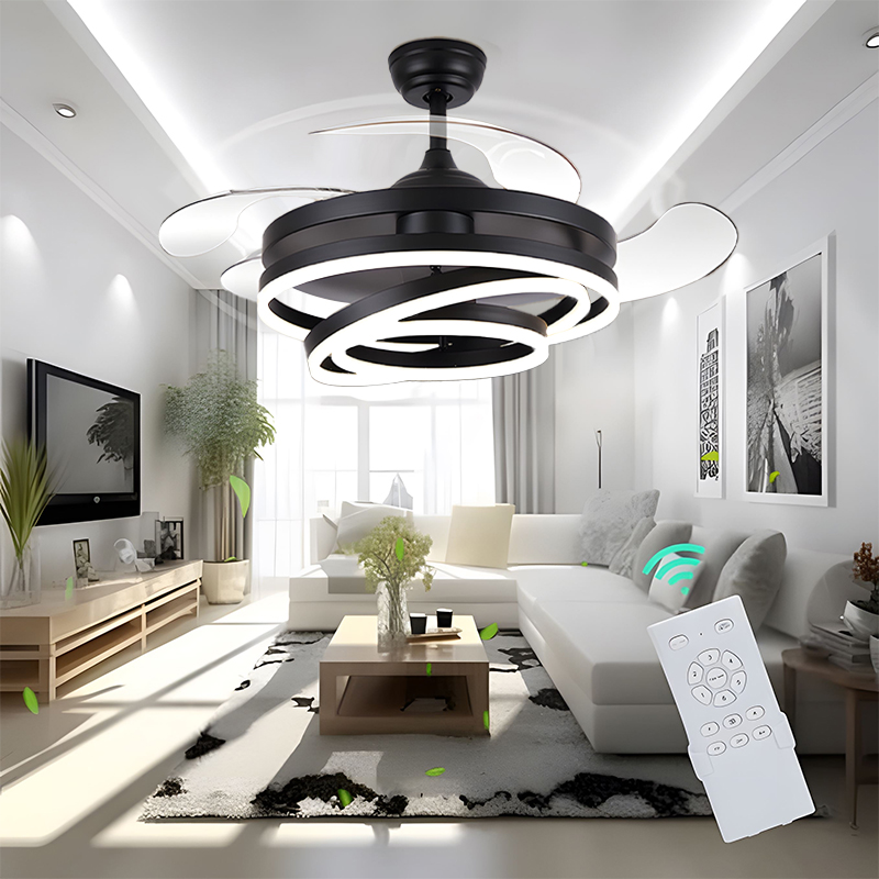 Modern Ceiling Fan With Light Three-ring LED Creative Decorate ...