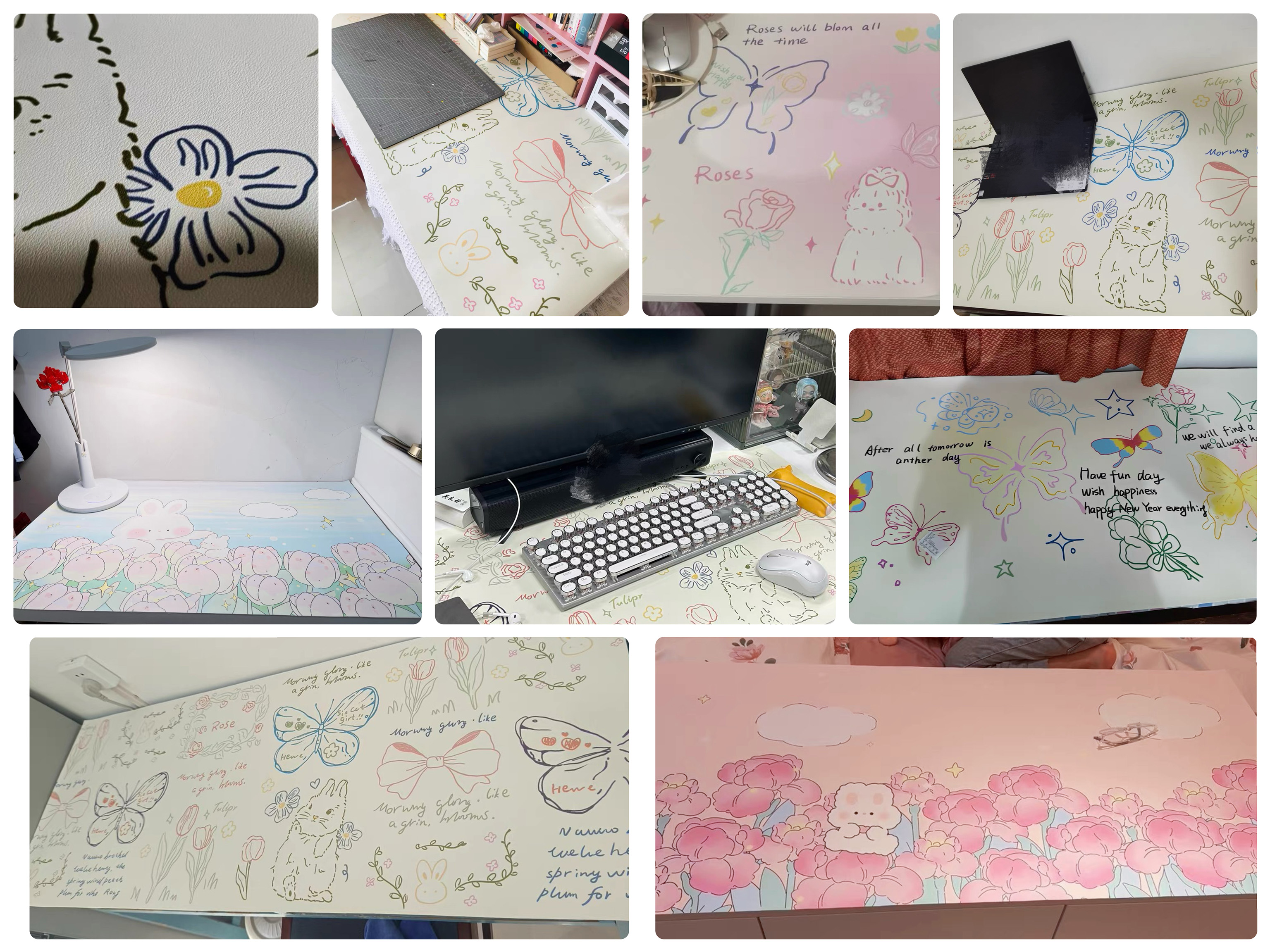 Student Children's Desk Mat College Student Dormitory Desk Mat Flower ...