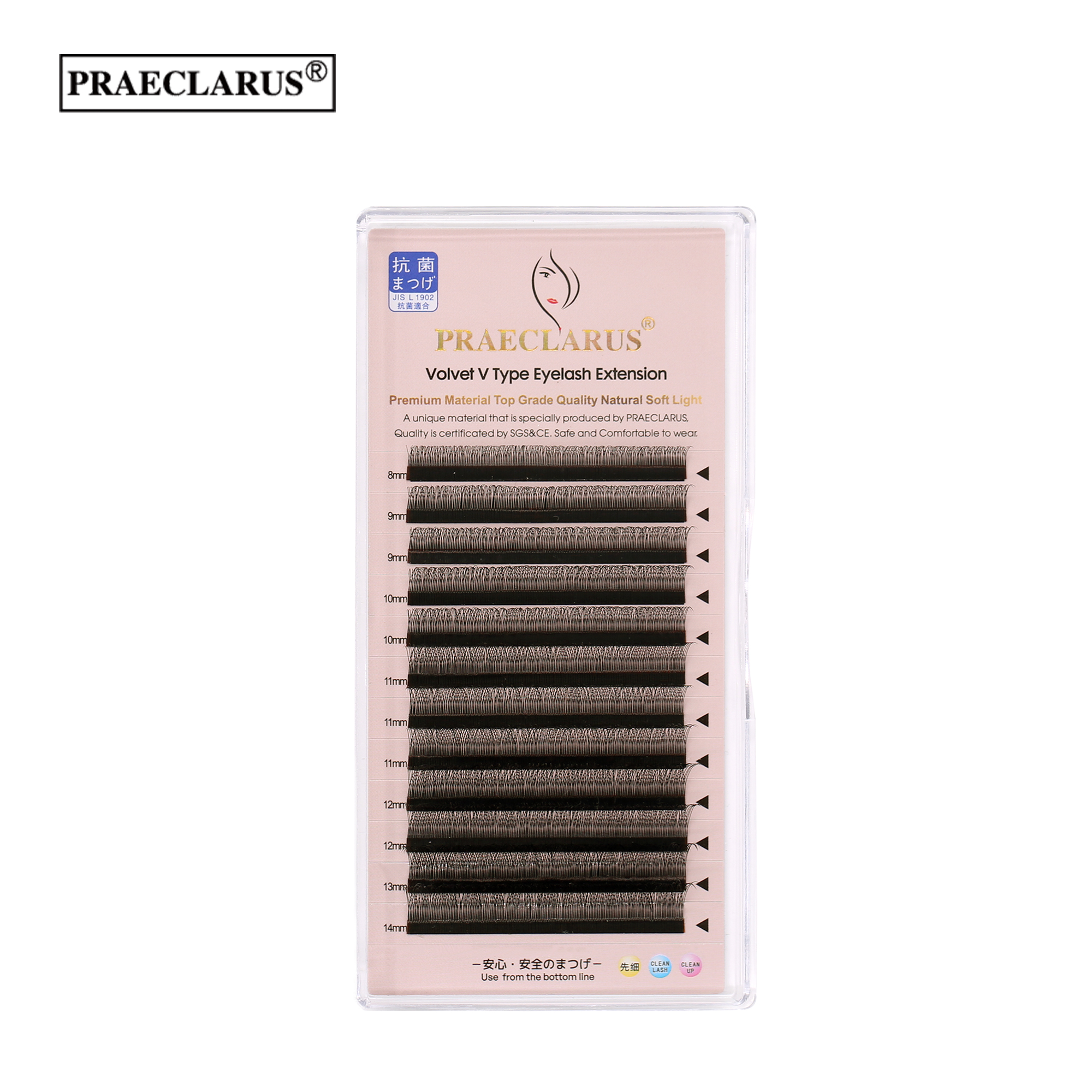 PRAECLARUS Volvet V Type Eyelashes Extension Thickness 0.07mm Handmade ...