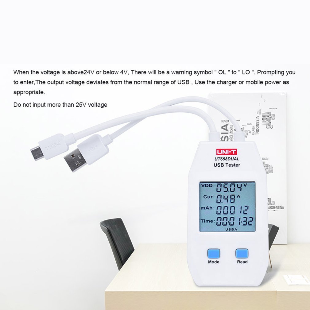 Tester Analizador De Carga Usb Uni-t Ut658dual Emakers | Envío gratis