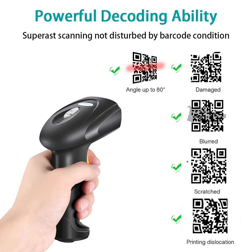 EVAWGIB 1D&2D barcode scanner includes wired/wireless&2.4G/USB ...