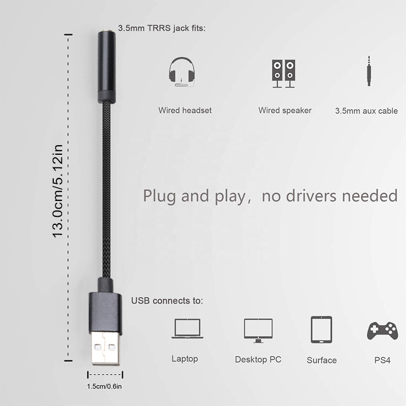 USB to 3.5mm Jack Audio Adapter , USB to Audio Jack Adapter Headset ...