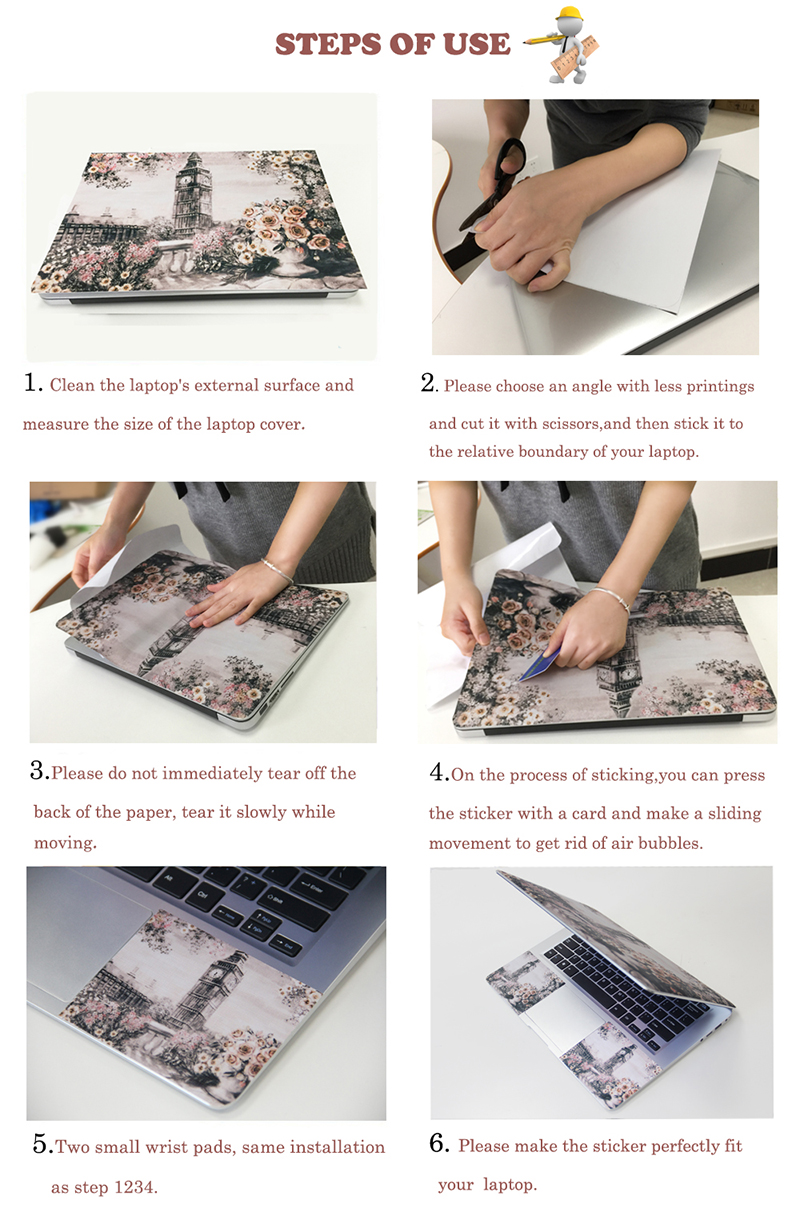 Laptop Skin Sticker 12 13 13.3 14 15 15.4 15.6 inch Personalized ...